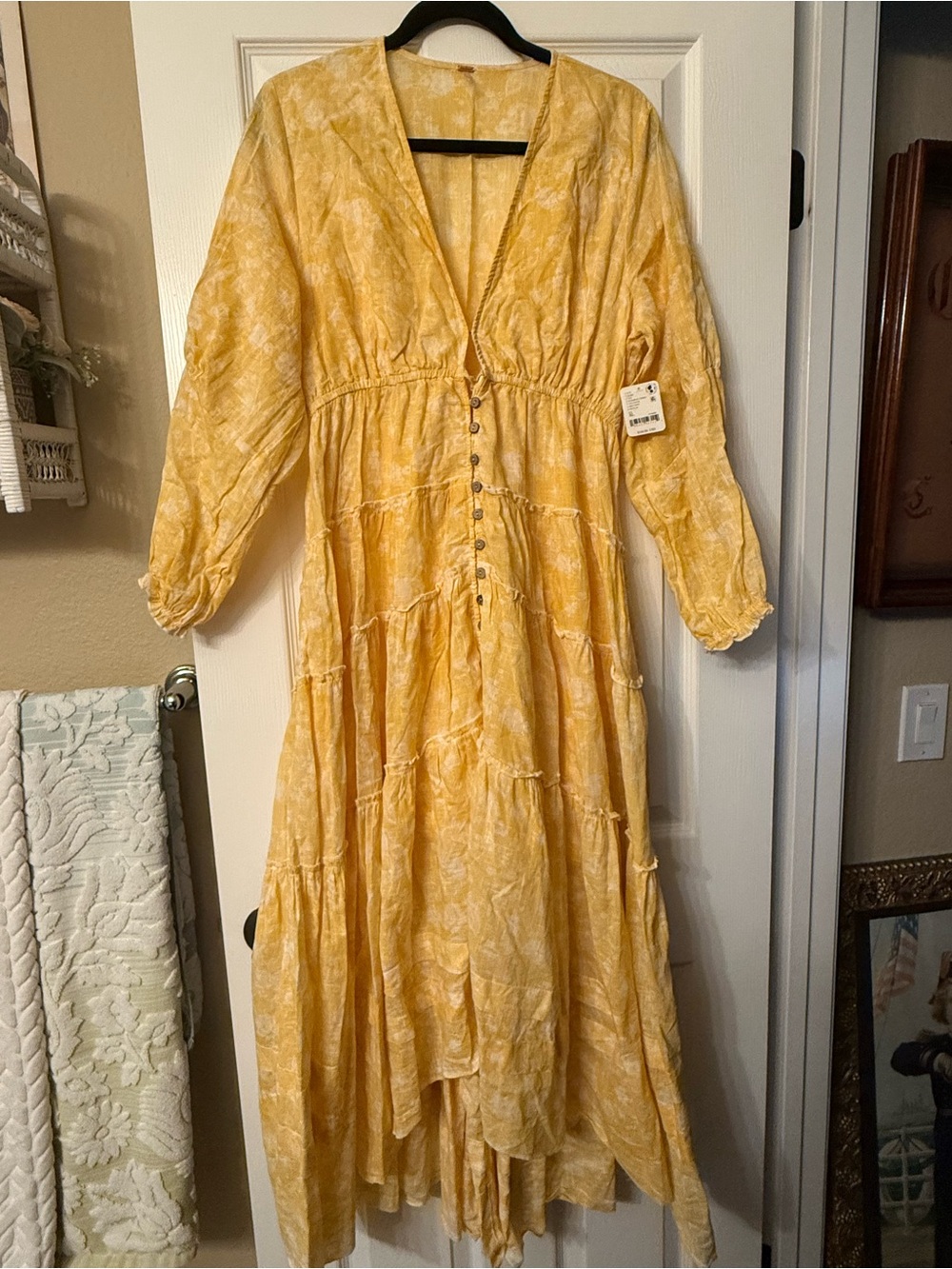 Free People Pappiet Midi Dress Sunshine  Yellow Size XL NWT